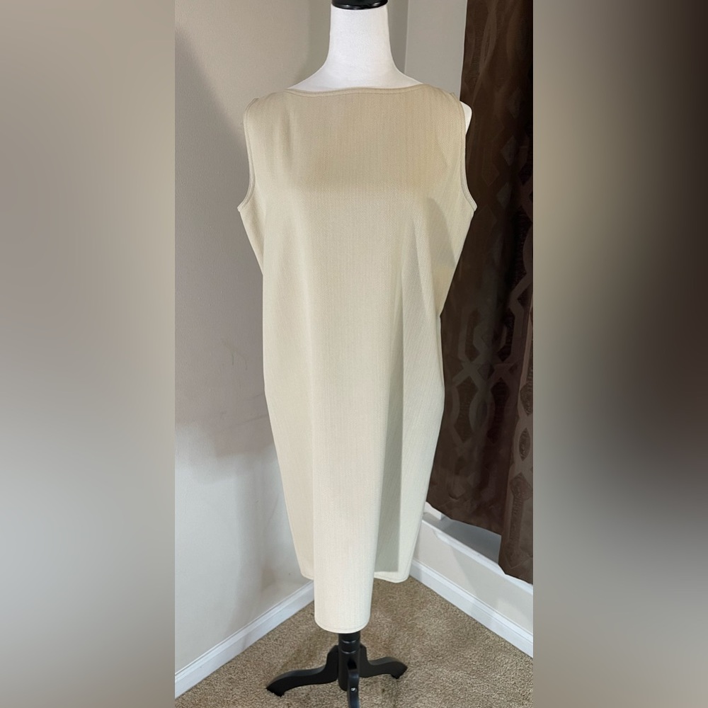 Zoran Vintage Designer 100% Cashmere Sleeveless, Boat Neck, Herringbone Dress